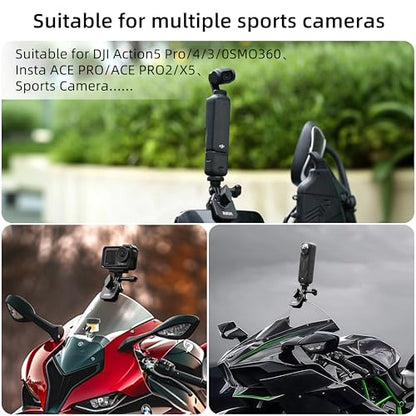 Motorcycle Windshield Clip Mount for Action Camera, Aluminum Motorbike Windshield Clamp for Insta360 X3/X4/X5, GoPro 9/10/11/12/13, DJI Osmo Action 3/4/5/6, Osmo Pocket 3/360/ Nano Accessories