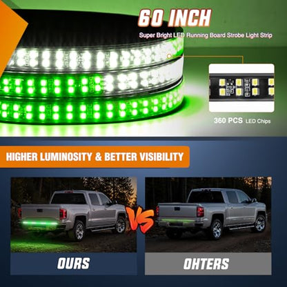 Nilight 60 Inch Truck Tailgate Strobe Light Strip Tail Emergency Bar Rear Window Warning Lamp Ultra-Bright Double Row 360 LED for Pickup Trailers Construction Vehicles Car SUV, Green White - color: 60" Tailgte Strobe Green White