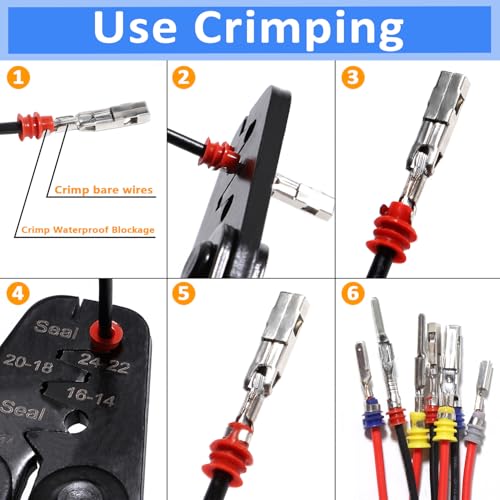 Connector Pins Kit Crimped Terminal Pin Automotive Car Electrical 1/1.5/1.8/2.2/2.3/2.5/2.8/3.5mm Male&Female Wire Seals Removal Tool kit Motorcycle ATV Wire Non-Insulated Plug Crimp Set