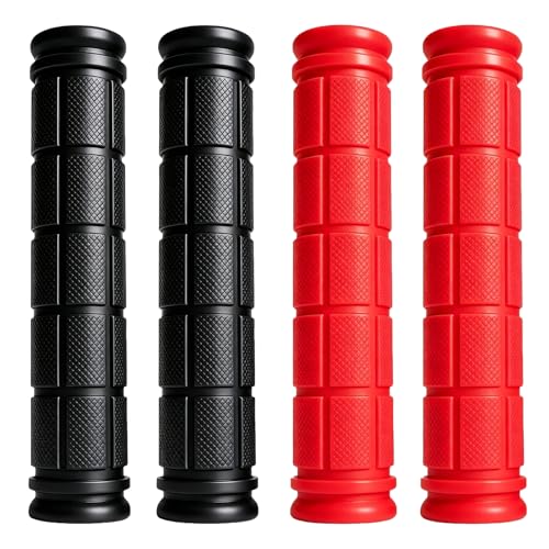 2 Pairs Bike Handlebar Grips for Bikes - color: Black and Red