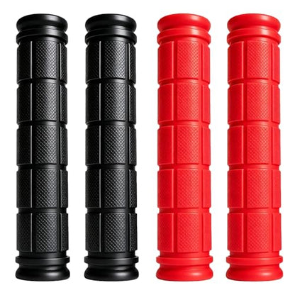2 Pairs Bike Handlebar Grips for Bikes - color: Black and Red