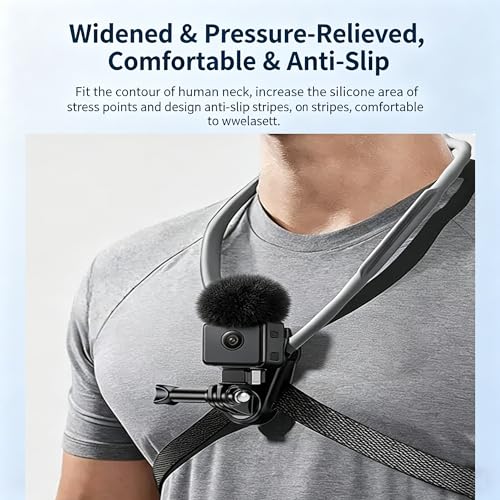 Neck Mount for Action Cameras, Quick Release POV Holder for GoPro Hero 13/12/11/10/9, DJI OSMO Action 5/4 Pro, Insta360, Hands-Free Stabilized Vlogging, Adjustable Angle Chest Mount for Filming - style: Neck Camera Holder