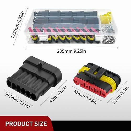 Nilight 260PCS 6 Pin Electrical Connector ‎Plug Male Female Terminal Wire Waterproof Connectors 6 Way Automotive Connect Set for Car Truck Motorcycle Marine Boat 10 Sets - size: 6Pin Connector 200Pcs