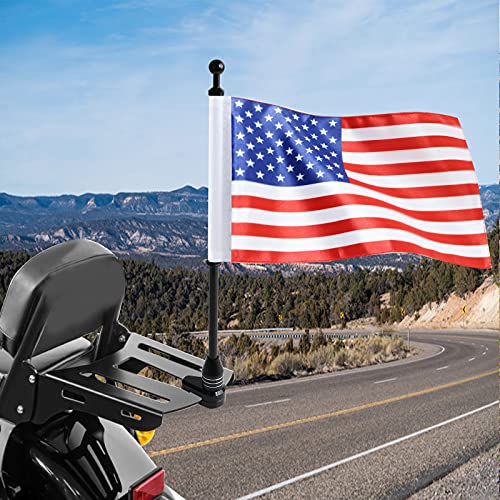 Motorcycle USA Flag Flagpole Mount Rear Rack Luggage Rack Fits for Honda Goldwing GL1500 GL1200 GL1800 2001-2025, Black - color: Black Flagole+US Flag 1 Set