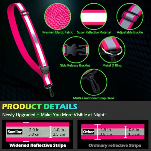 Reflective Walking Gear at Night, High Visibility Safety Reflective Sash Belt and 2-Pack Armband Set, Night Running Safety Gear for Women Men Kids - color: Pink