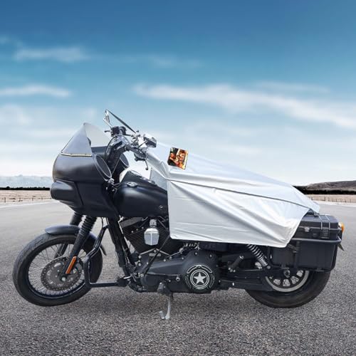 GARGOYLE BELLS Motorcycle Cover Seat Shade Cover Bike Covers Lightweight Half Covers Outdoor Sun Protection All Season Fits Various Motorcycle Models - Silver, M - color: Silver-Freedom, size: M