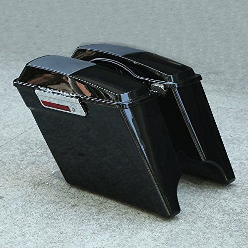 5" ABS Stretched Extended Saddlebags Speaker Lid Fit for Harley Touring Models FLT FLHT FLHTCU FLHRC Road King Road Glide Street Glide Electra Glide Ultra-Classic 1993-2013 - color: with Chrome Latches Kit, size: Stretched Bag Cut outs for 6x9" Speakers