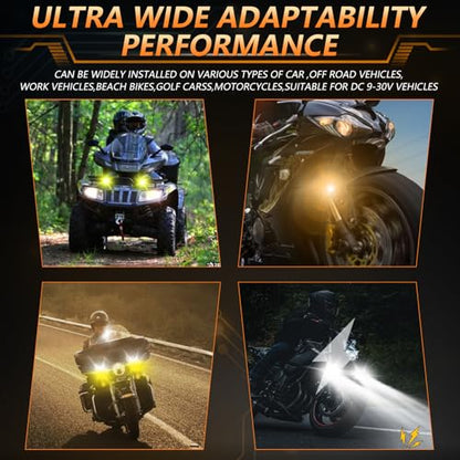 MONDEVIEW LED Motorcycle Auxiliary Light Kit, 5 Modes, Spot Driving Lights, Compatible with Tractor Truck ATV UTV SUV Boat, 2 PCS - color: Orange
