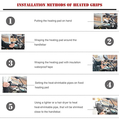 12V Motorcycle Handlebar Heated Pad Warm Heated Grip Kit Pads Motorbike Winter Heated Grip Pads Handlebar Heater