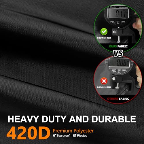 Motorcycle Cover Waterproof Outdoor,116" Heavy Duty 420D Oxford Cloth | Touring Bike Cover Fit for Honda,Yamaha,Harley,Tear-Resistant,Anti-UV,Windproof,3 Pairs Straps,Lock Holes,116"Lx43"Wx55"H