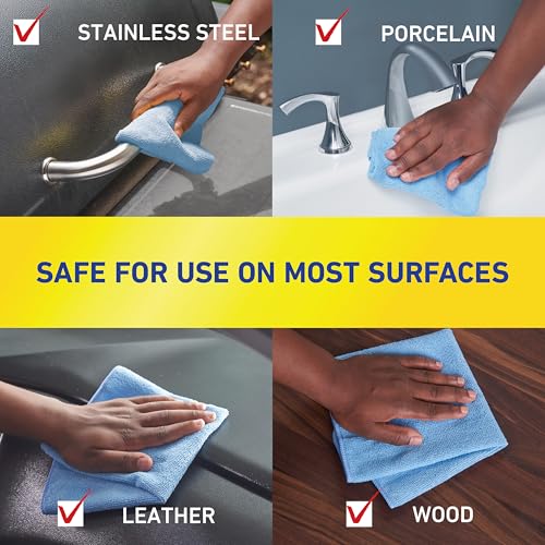 Quickie Microfiber Cleaning Cloth 14 x 14 Inches Blue Pack of 24 Washable and Reusable Ideal for Multi-Surface Indoor/Outdoor Dusting and Polishing - size: 14inch x 14inch, style: 24 Pack