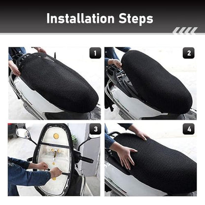 Motorcycle Seat Cover, Spacer Mesh Fabric Ebike Seat Cover, Soft Anti-Slip Cushion Cover, Universal for Dirt Bike,Motorcycle, Scooter (L, Black) - size: L
