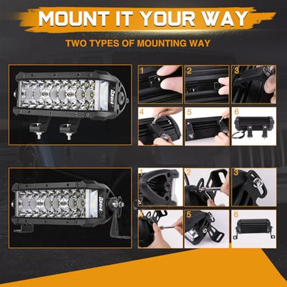 8 Inch LED Light Bar, 2Pcs 204W Side Shooter LED Light Pods Triple Row Off Road Driving Spot Flood Combo Beam Fog Work Light Bumper Bar for Trucks UTV ATV SUV Tractor Boat - size: 2Pcs 7.5 Inch