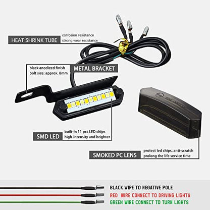 Mini LED Turn Signals Motorcycle Front Sequential Indicators 3 Wire Handlebar Blinkers with Running Lights Universal Compatible with Harley Yamaha Honda Kawasaki(Chrome with White/Amber light) - color: Chrome with White/Amber light