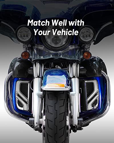 KEMIMOTO Motorcycle LED Turn Signal Running Light for Fairing Lower Grills Compatible with Touring Electra Glide Ultra Limited Road Glide 2014-2022 2023 2024 2025 1 Pair Chrome - color: Chrome