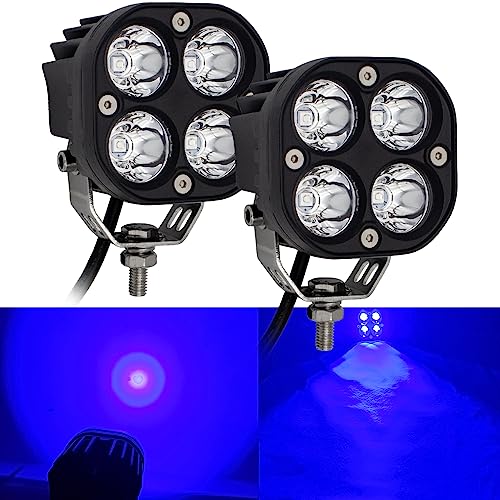 LED Blue Offroad Driving Fog Lights Pod 2Pcs 40W 3Inch Blue Hunting Fishing Lights fit for Fish Pig Truck Deer Hog Predator ATV 4WD Truck Tractor Cart Boat Golf - size: Blue