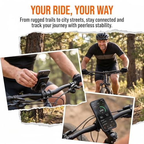 2 Pack Universal Aluminum Bike Phone Mount Anti-Shake Motorcycle Cell Holder for Phones CNC Metal Handlebar Bracket for Road & Mountain Bikes-Black - color: Black