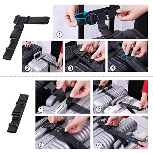 Vigorport Luggage Connector, Straps for Suitcase, Add A Bag Adjustable Attachment Accessories 1.25" Endless for Connect Your 3 Luggage Together-2 Pack - size: 1.25''W Large