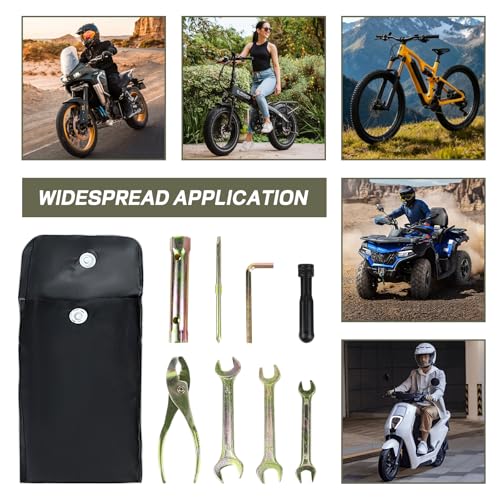 8PCS Motorcycle Repair Tool Kit, Includes Pliers, Double Head Spark Plug Socket, Screwdriver, Wrench, Spanner, Portable Motorcycle Maintenance Tools with Storage Bag, Universal Fit