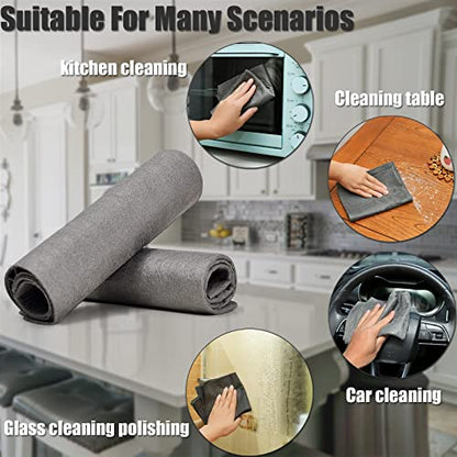 KTT Microfiber Cleaning Cloth, 12" x 16", 8 Pack | Reusable Microfiber Cleaning Cloth, Lint Free, For Home, Window, Mirror Glass and Cars - color: Dark Grey 8p