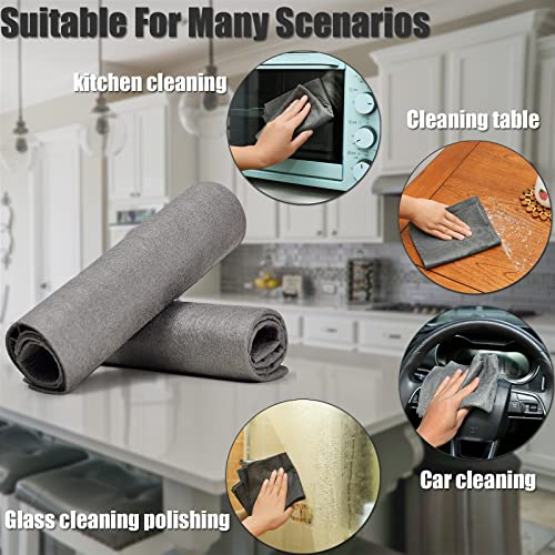 KTT Thickened Magic Cleaning Cloth, 12" x 16", 5 Pack | Reusable Microfiber Cleaning Cloth, Lint Free, For Home, Window, Mirror Glass and Cars - color: Dark Grey 5p