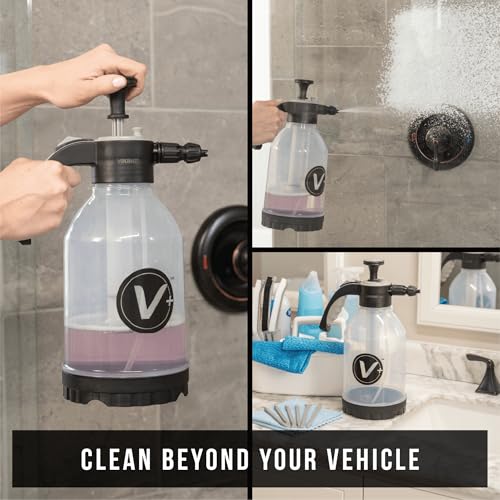 VIKING V+ Premium Foam Pump Sprayer for Car Cleaning Kit and Car Detailing Kit, Foaming Spray Bottle with Trigger Lock, Adjustable Nozzle; Clear Canister with Level Indicators; 1.25L Working Capacity