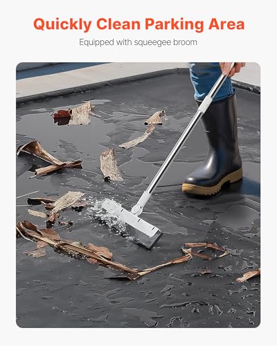 VEVOR Containment Mat, 7 ft 9 in x 16 ft, Non-Slip PVC Garage Floor Mat with a Cleaning Squeegee, Heavy Duty Durable Waterproof Containment Protection from Snow, Rain and Mud for Cars Parking, Black - size: 7 ft 9 in x 16 ft