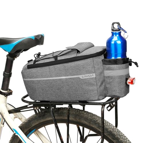 Lixada Bike Panniers Bike Trunk Bag Insulated Bag for Warm/Cool Items, Bicycle Rear Rack Storage Luggage Bicycle Seat Multifunctional Insulated Trunk Cooler Bag Shoulder Bag 11.4 6.3 6.7in - color: Gray