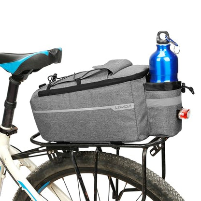 Lixada Bike Panniers Bike Trunk Bag Insulated Bag for Warm/Cool Items, Bicycle Rear Rack Storage Luggage Bicycle Seat Multifunctional Insulated Trunk Cooler Bag Shoulder Bag 11.4 6.3 6.7in - color: Gray