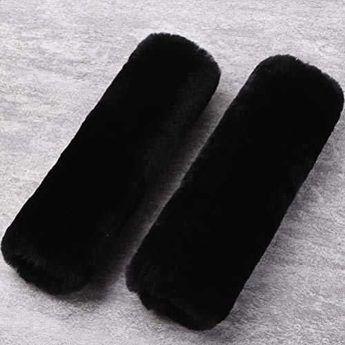 OGLAND Fluffy Fuzzy Genuine Sheepskin Car Seat Belt Covers and Seat Covers