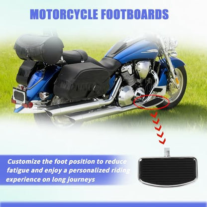 PSLER 2PCS Motorcycle Floorboards Adjustable Rear Passenger Foot Pegs, Compatible with Vstar Dragstar 400 650 V-Max XV125 XV250 VTX1800 VL400 VL800 C50, Chrome, Stripe Pattern - size: Stripe Pattern