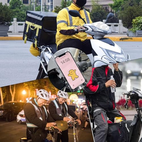 Motorcycle Handlebar Phone Bag | Handlebar Waterproof Clear Phone Pouch | Motorcycle Mobile Holder High Sensitivity Charging Port Cover for Takeaway Rider Cycling