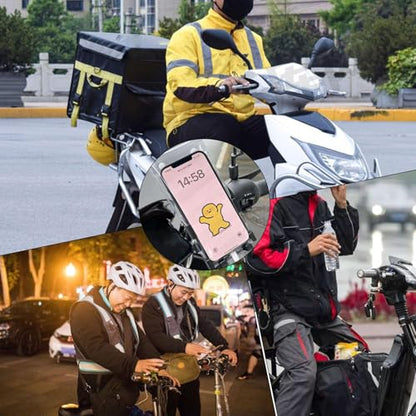 Motorcycle Handlebar Phone Bag | Handlebar Waterproof Clear Phone Pouch | Motorcycle Mobile Holder High Sensitivity Charging Port Cover for Takeaway Rider Cycling