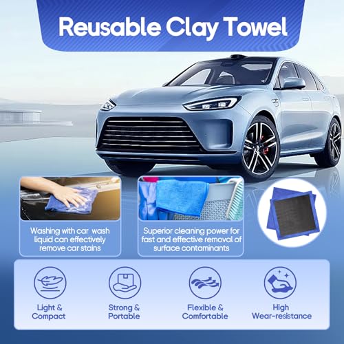 2PCS Clay Towel Auto Detailing, Clay Bar Towel Cloth Auto Detailing for Car (12 x 12 in) (Blue) - color: Blue