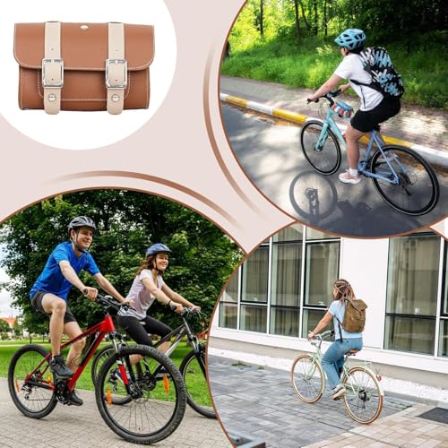 Widely Usage Front Fork Motorcycle Bag - PU Leather Cycling Storage Pouch Carrier, Utility Pack | Riding Accessory For Bike Travel Tools Phone Wallet Waterproof Style Outdoor Usage Utility