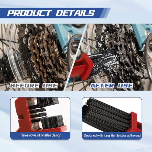 2PCS Bike or Motorcycle Chain Washer, Motorcycle Chain Cleaner, Universal Bicycle Chain Cleaning Brush Tool, Motorcycle Accessories Chain Gear Dirt Stain Cleaning Brushes for Bike Motorcycle (Red)