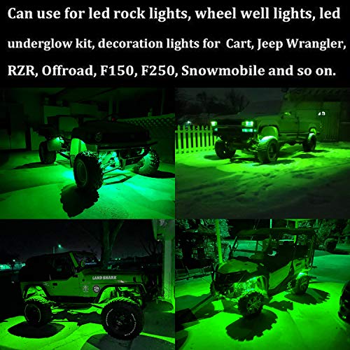 6 Pods LED Rock Lights for Jeep ATV UTV SUV RZR Off Road Ranger Pioneer Wheeler Truck Boat Underbody Glow Trail Rig Lighting Lamp Underglow LED Neon Lights Waterproof 12V-24V - Green - color: Green, size: 6Pack LED Rock Light