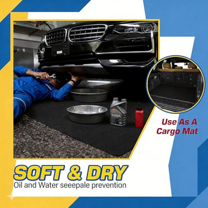 AHEONLAR Oil Spill Mat, 7'4"x17' Waterproof Garage Floor Mats for Under Car, Garage Car Mat Easy to Clean, Oil Change Mat Durable, Washable, Protection from Snow, Rain and Mud for Cars（Black） - size: 7'4"x17'