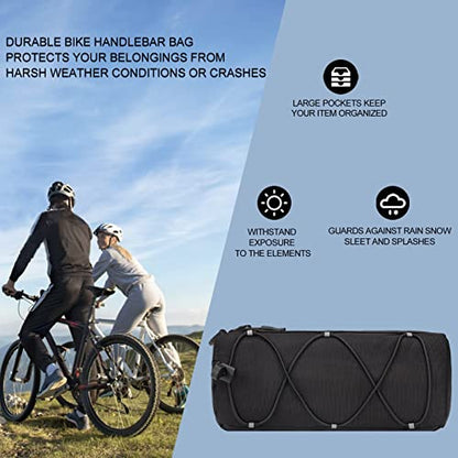 KOSIBATE Bike Handlebar Bag with Shoulder Strap, Mountain Road Bikes Bicycle Front Bag Frame Storage (Black) - color: Black