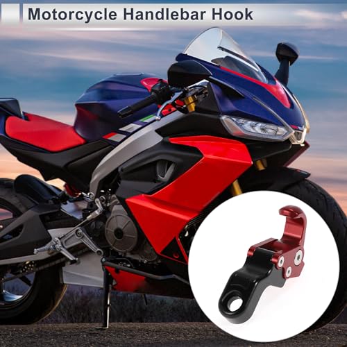 Adjustable Universal Motorcycle Hanging Hook Slope Handle with Hook Motorcycle Helmet Luggage Bag Holder Hanger Aluminum Alloy Red with 1 Pcs Screw - color: Red