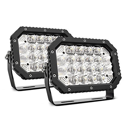 Nilight - 14039C-B LED Light bar 2PCS 7.4Inch 100W Spot & Flood Combo 8000LM 5D Square Off Road Fog Driving Lights Roof Bumper Work Light - color: 2Pcs 7.4Inch 100W Lights White