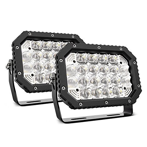 Nilight - 14039C-B LED Light bar 2PCS 7.4Inch 100W Spot & Flood Combo 8000LM 5D Square Off Road Fog Driving Lights Roof Bumper Work Light - color: 2Pcs 7.4Inch 100W Lights White