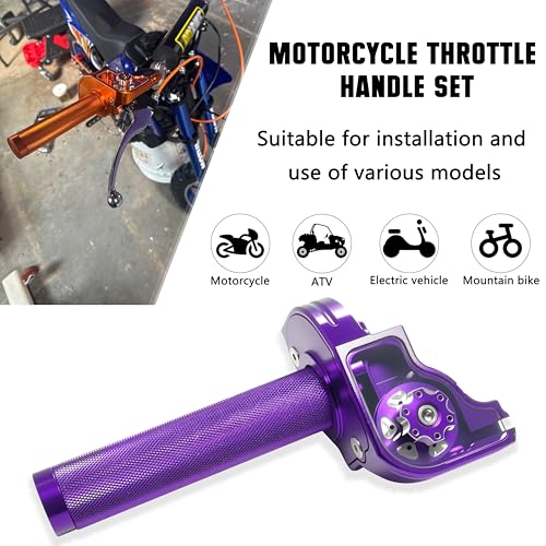 Motorcycle Throttle Grip 7/8" 22mm CNC Aluminum Quick Twister with Throttle Cable for KLX CR CRF EXC XR CRF50 CRF230 50 110 125 230 250 Dirt Pit Bike Motocross Motorbike Quad ATV - color: Purple
