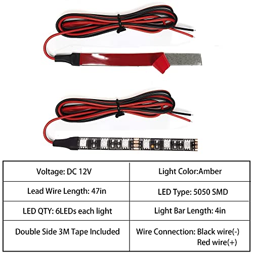 Universal 2pc 4in Motorcycle LED Turn Signal Light Amber LED Strip Light Bar for Motorcycle Car Scooter ATV UTV Golf cart Front Rear Turning Indicator Lights Blinker Tail Running Light