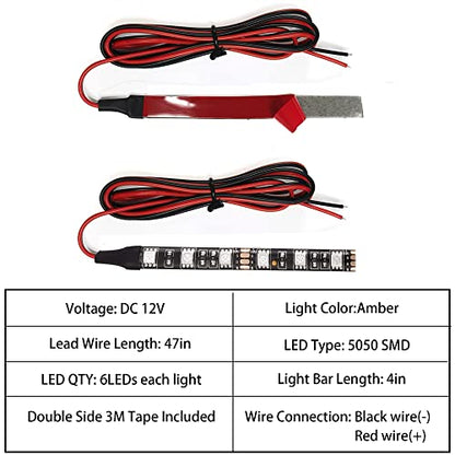 Universal 2pc 4in Motorcycle LED Turn Signal Light Amber LED Strip Light Bar for Motorcycle Car Scooter ATV UTV Golf cart Front Rear Turning Indicator Lights Blinker Tail Running Light