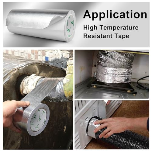 BOMEI PACK Adhesive Aluminum Foil Heat Shield Tape 10inch x 66ft Barrier, Fiberglass Thermal Insulation Reflective Material High Temp Protectionn,1 Pack - size: 10inch x 66ft