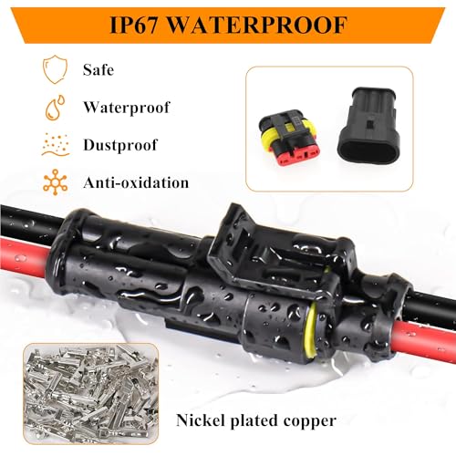 808PCS 50Sets Waterproof Automotive Electrical Connectors Plug Kit Wire Connectors 1 to 6 Pin with Ratcheting Crimper Pliers Fit 16-22 AWG Wire Car Truck Motorcycle Boat Marine