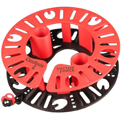 CamReeler Large Load Strap Manager - Roll Up a Pair of Cam Buckle or Ratchet Straps with Boots or Bumpers - for 11 to 15 Foot Straps - 1 Pack - color: Large Red