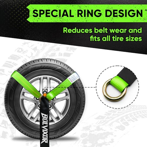 4 Pack Car Tie Down Straps for Trailers - 2" x 96" - 9900LBS Break Strength - Heavy Duty Tire Ratchet Straps with Flat Hooks for Hauling UTV, SUV, Truck, Any Cars - color: Green