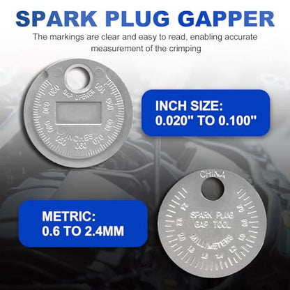 LainKeen Magnetic Spark Plug Socket Set 15PCS, CR-V Thin Wall Socket 3/4" 13/16" 14mm 16mm 18mm with T-Shaped Extension Bar, Universal Joint, Spark Plug Gapper, 8-12mm Glow Plug Removal Tool